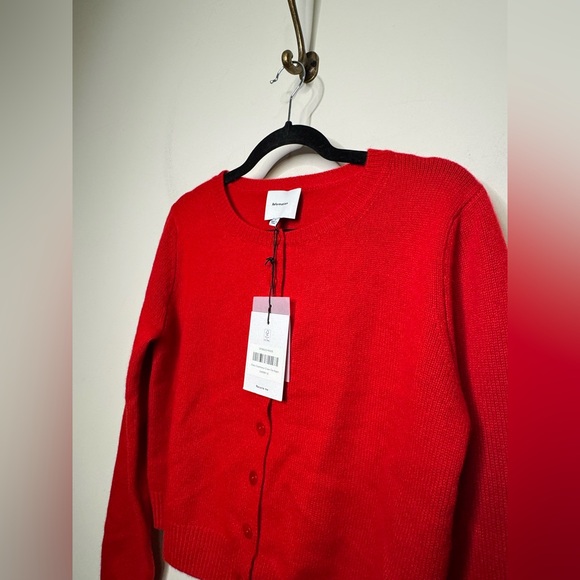 Reformation Clara Cashmere Crew Cardigan in Cherry - Picture 10 of 12